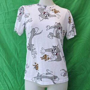 Tom and Jerry White Graphic Tee SMALL